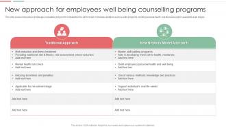 New Approach For Employees Well Being Counselling Programs