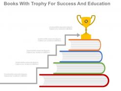 New books with trophy for success and education flat powerpoint design
