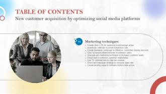 New Customer Acquisition By Optimizing Social Media Platforms Table Of Contents MKT SS V
