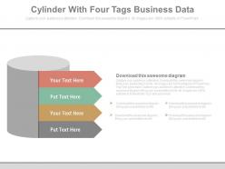 New cylinder with four tags for business data flat powerpoint design