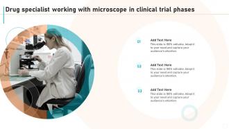 New Drug Development Process Drug Specialist Working With Microscope In Clinical Trial Phases