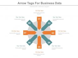 New eight staged arrow tags for business data flat powerpoint design