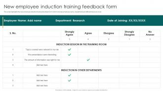 New Employee Induction Training Feedback Form Induction Manual For New Employees
