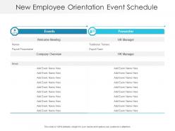 New employee orientation event schedule