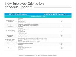 New employee orientation schedule checklist