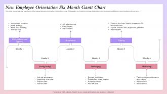 New Employee Orientation Six Month Gantt Chart