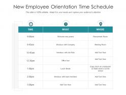 New Employee Orientation Time Schedule