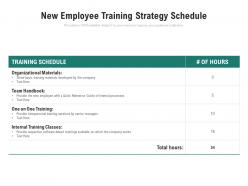 New employee training strategy schedule
