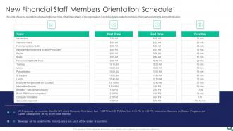 New Financial Staff Members Orientation Schedule
