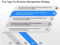 New five tags for business management strategy powerpoint template