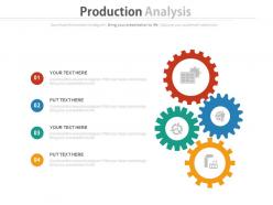 New four gears for production analysis flat powerpoint design