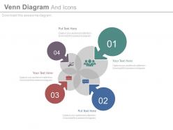 New four staged venn diagram and icons flat powerpoint design