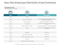 New hire employee orientation event schedule