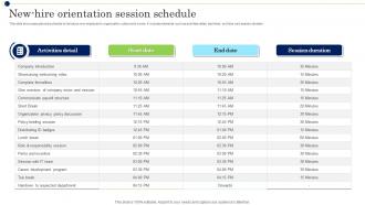 New Hire Orientation Session Schedule