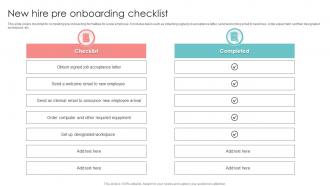 New Hire Pre Onboarding Checklist