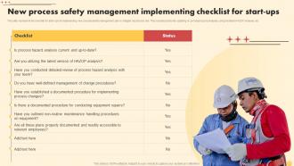 New Process Safety Management Implementing Checklist For Start Ups