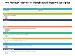 New product creative brief worksheet with detailed description