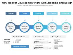 New product development plans with screening and design