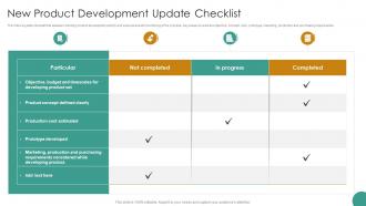 New Product Development Update Checklist