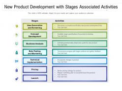 New product development with stages associated activities