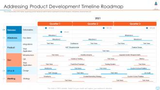 New product launch in market addressing product development timeline roadmap