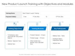New product launch training with objectives and modules