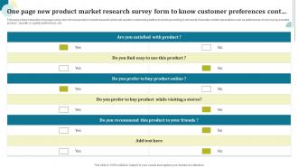 New Product Market Research Survey Form To Know Customer Preferences Survey SS Compatible Template
