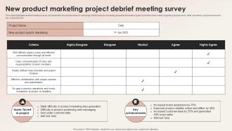 New Product Marketing Project Debrief Meeting Survey