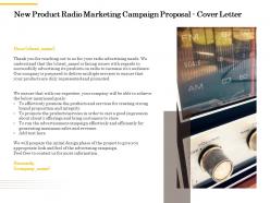 New Product Radio Marketing Campaign Proposal Cover Letter Ppt Powerpoint Outline Show