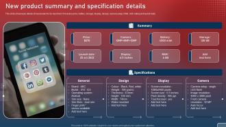 New Product Summary And Specification Details Plan For Smart Phone Launch Event