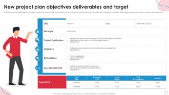 New Project Plan Objectives Deliverables And Target