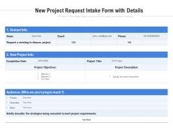 New project request intake form with details