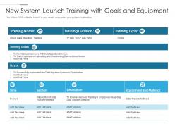 New System Launch Training With Goals And Equipment
