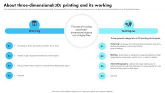 New Technologies About Three Dimensional 3d Printing And Its Working