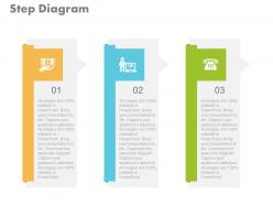 New three steps for financial strategy and communication flat powerpoint design