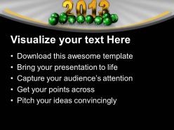 New year 2013 with christmas balls background powerpoint templates ppt backgrounds for slides 0113