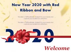 New year 2020 with red ribbon and bow ppt samples