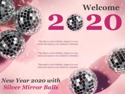New year 2020 with silver mirror balls ppt styles