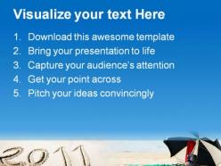 New year on beach vacation powerpoint templates and powerpoint backgrounds 0711