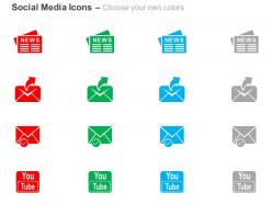 News feed sent mails inbox you tube ppt icons graphics