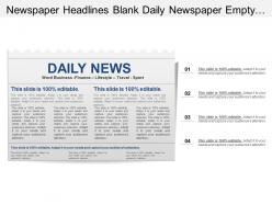 Newspaper headlines blank daily newspaper empty space text pictures