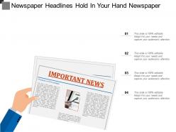 Newspaper headlines hold in your hand newspaper