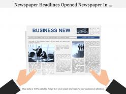 Newspaper headlines opened newspaper in businessman hands