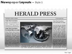 Newspaper layouts style 1 powerpoint presentation slides
