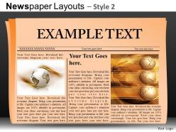 Newspaper layouts style 2 powerpoint presentation slides db