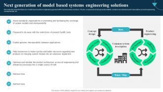 Next Generation Of Model Based Systems Engineering Integrated Modelling And Engineering