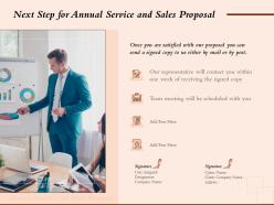 Next step for annual service and sales proposal ppt powerpoint presentation outline