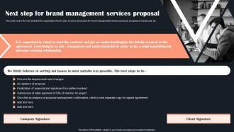 Next Step For Brand Management Services Proposal Ppt Slides Background Image
