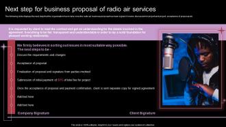Next Step For Business Proposal Of Radio Air Services Ppt Slides Layouts