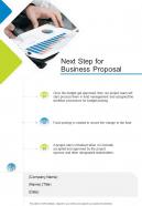 Next Step For Business Proposal One Pager Sample Example Document